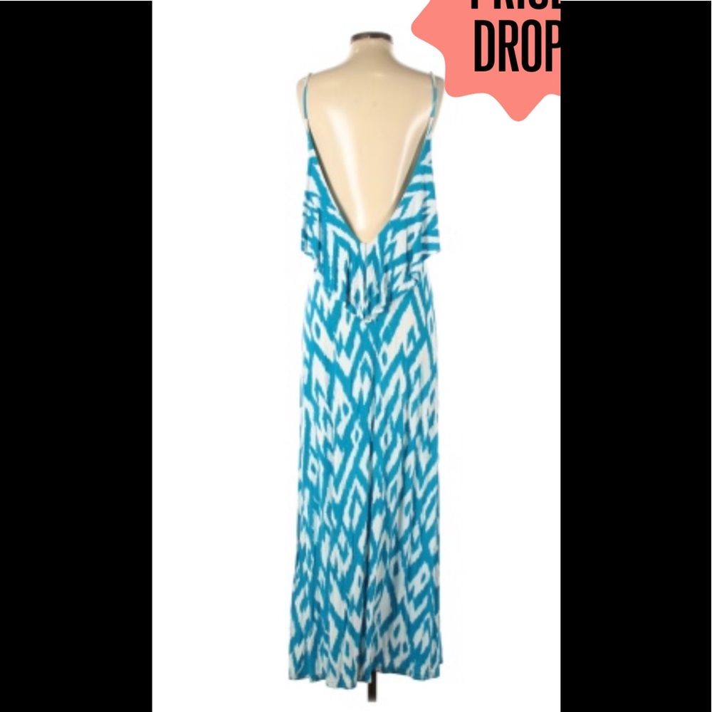 Arden B White & Blue Backless Maxi dress